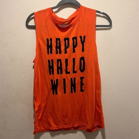 Modern Lux Women's Tank Top Orange Happy Hallow Wine Size XL (Small Hole) - Picture 1 of 6